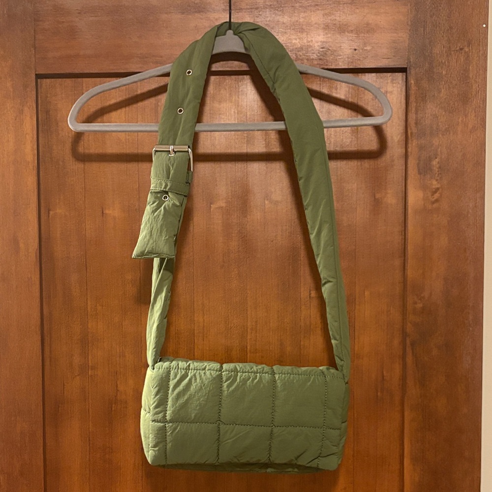 Green Quilted Shoulder Bag